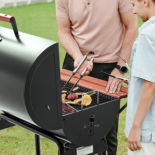 Miniatura 3 de Royal Gourmet CC1830V - Parrilla de carbón de 30 barriles con mesa lateral delantera pintada en madera, 4045 cm² de espacio de cocción