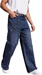 Jeans de jeans de sac en croûte Hip Hop à large jambe à l'écart des poches Denim Jean Pantalons Streetwear pour homme