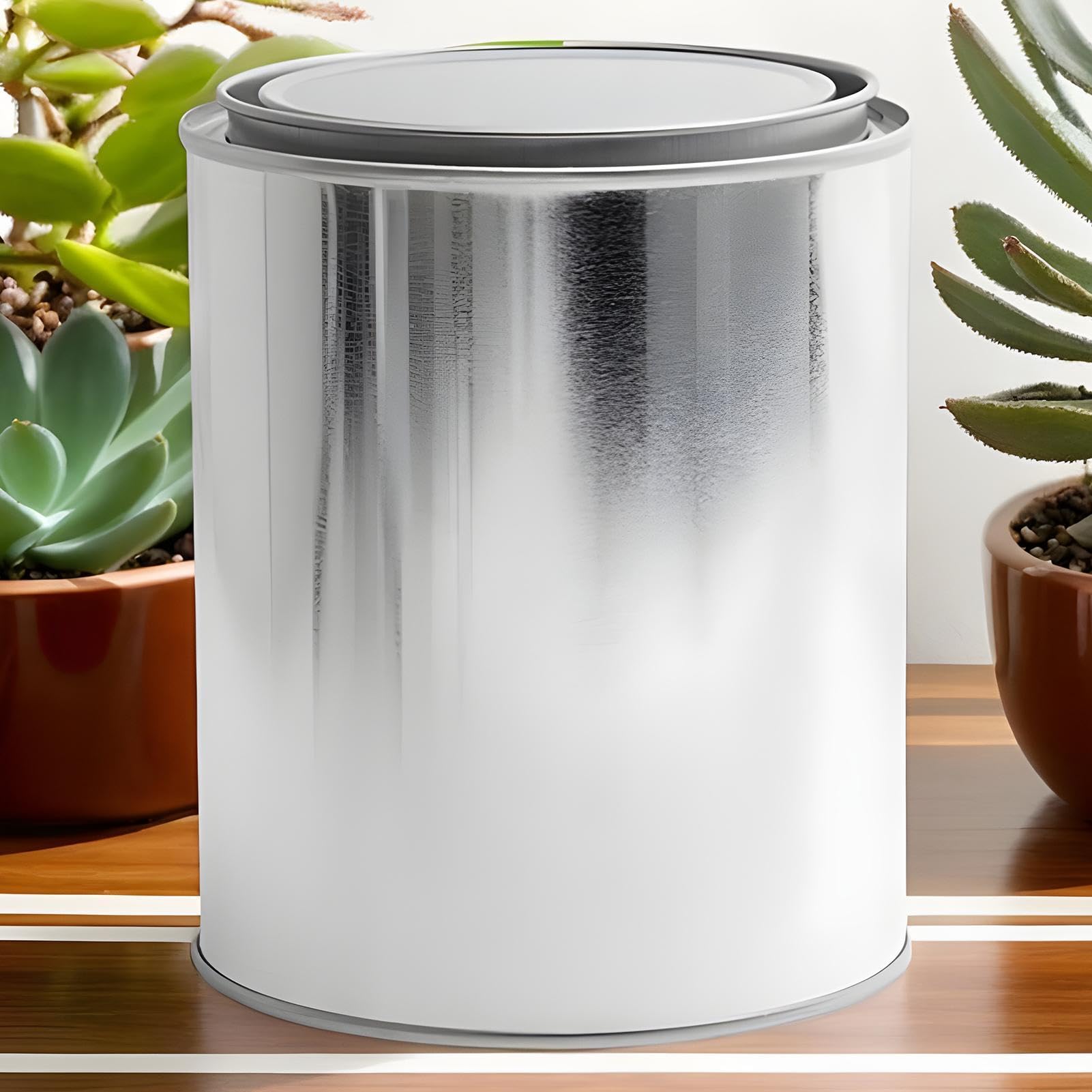 Latas de pintura vacías, recipientes de pintura sin forro con abrelatas y calcomanías, organización de garaje, cubo organizador plateado para disolventes, artes, manualidades, proyectos de