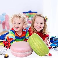 Vista 7 de Gaint Macaron Slow Rising Squishie, regalo de cumpleaños jumbo para niños, juguetes Kawaii para aliviar el estrés (rosa)