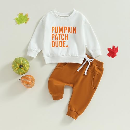 Vista 2 de Karwuiio Conjunto de disfraz de Halloween para bebé, sudadera de manga larga y pantalones para otoño