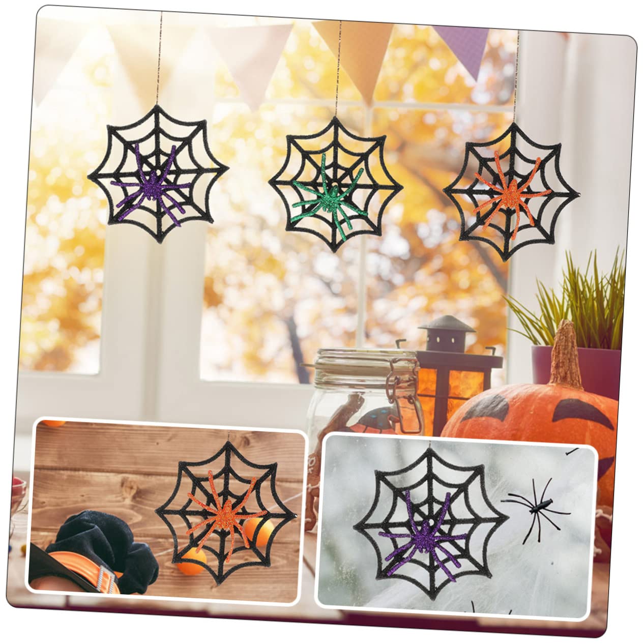 ABOOFAN 36pezzi Decorazioni Ragnatele Per Halloween Con Ragni Finti Ragnatele Impermeabili e Portatili Per Feste e Case Infestate