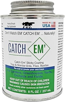 Bug Ball Catch EM Sticky Insect Trap Coating 8oz Brush with Cap, Pack of 2