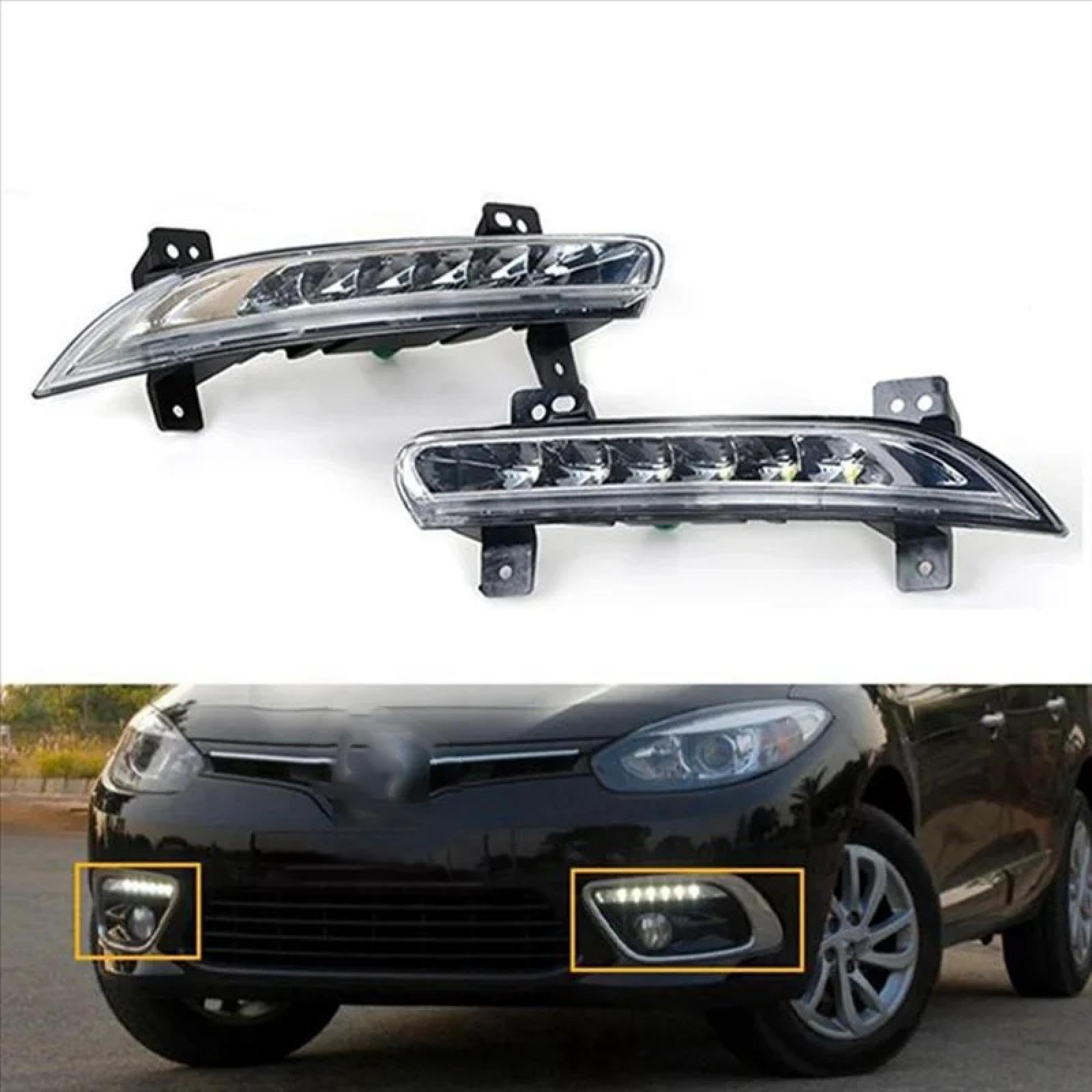 Mistlampen Samochód Przednie Prawe Światło Przeciwmgielne LED DRL Dla Renault Dla Fluence 2014+ Auto Lampa Jazdy Dziennej Lampa Zderzaka
