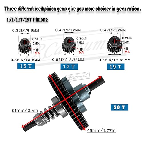 Miniatura 29 de Pieza de mejoras de engranaje recto 53T para Slash 4X4/VXL Stampede 4X4/VXL Rustler 4X4/VXL, eliminador de embrague deslizante 53T con piñones