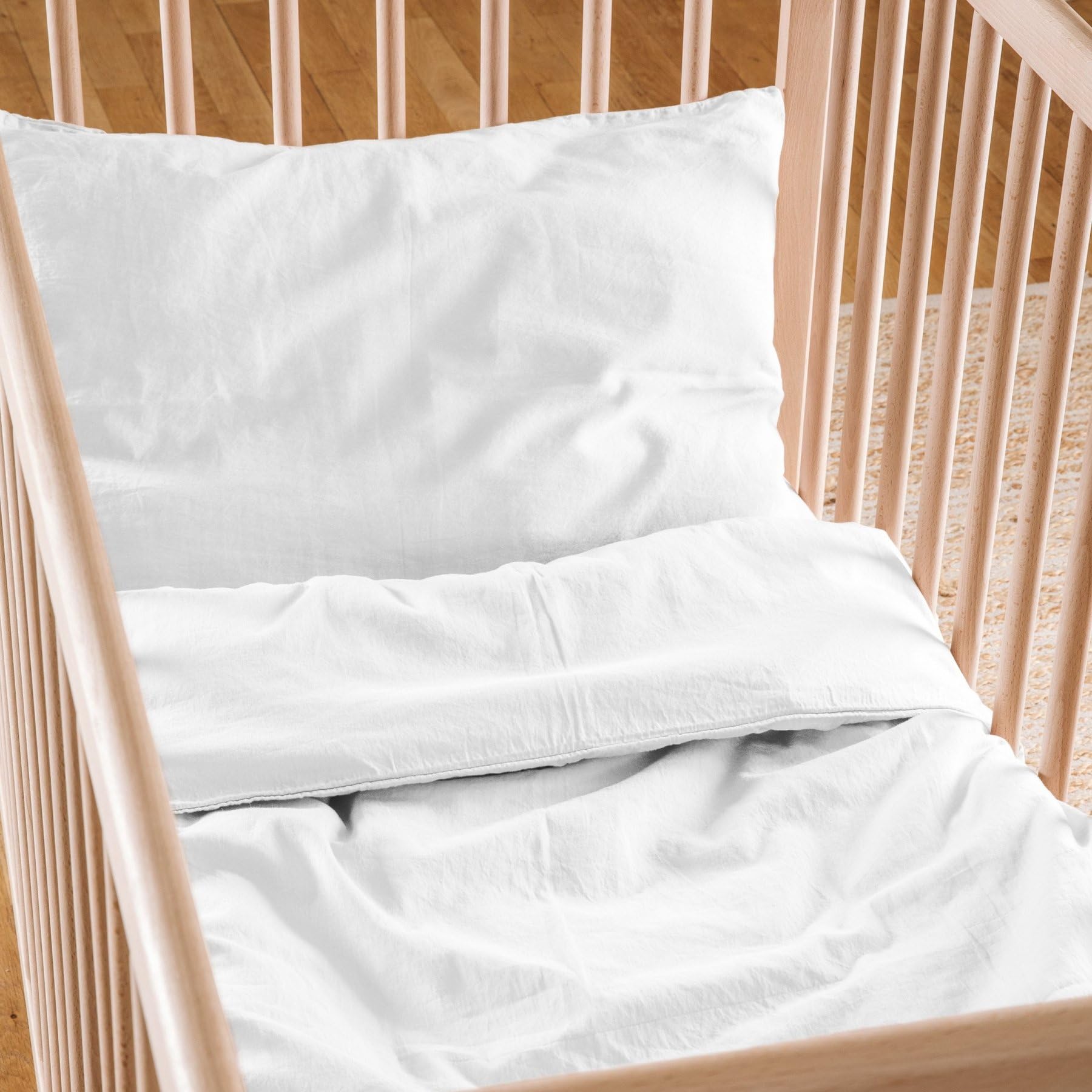 Housse de Couette bébé Satin de Coton Bio lavé
