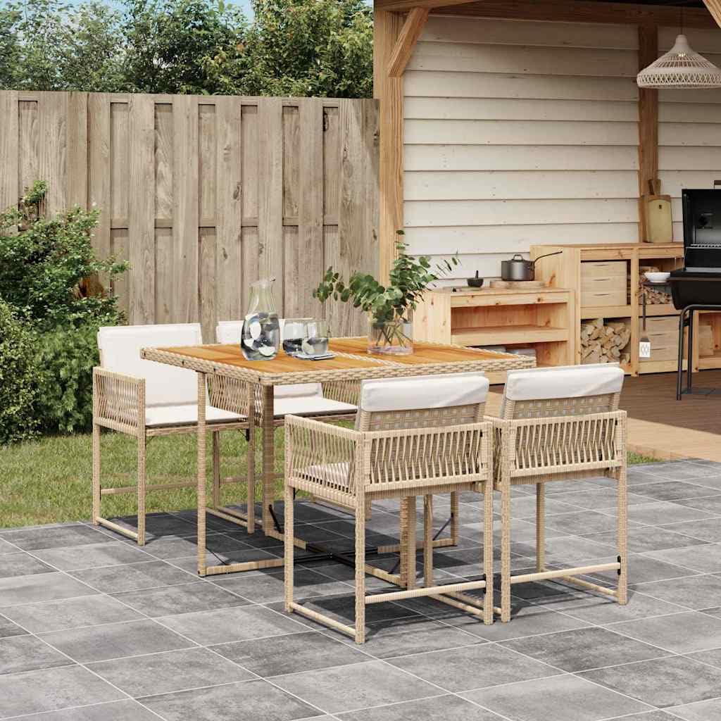 vidaXL Set Comedor de jardín 5 pzas con Cojines ratán sintético Beige