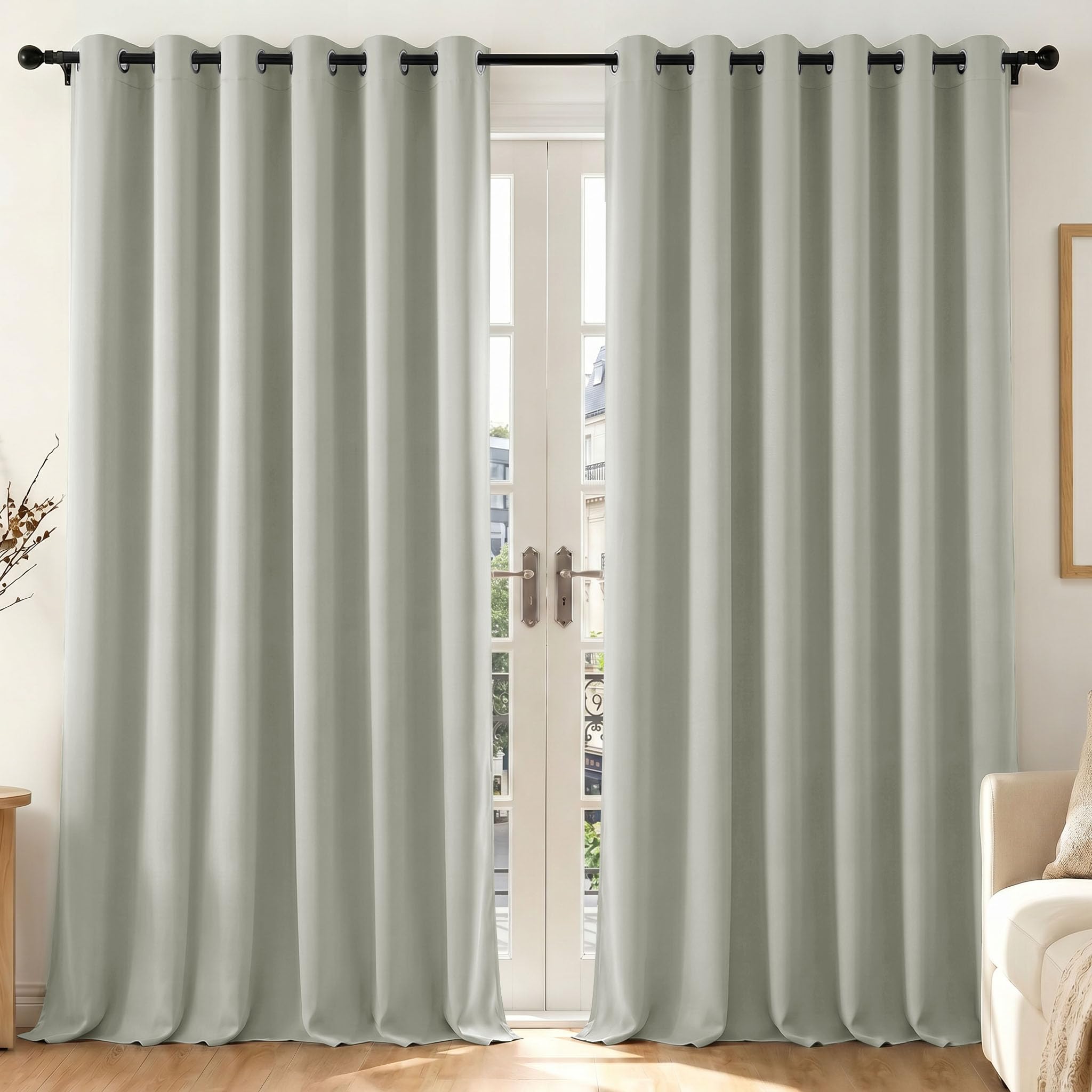 Deconovo Tende Oscuranti per Interni con Occhielli, 2 Pannelli 200x210 cm, Tende Termiche Isolanti per Camera da Letto e Soggiorno, Drappeggio Morbido ed Elegante, Grigio Ghiaccio