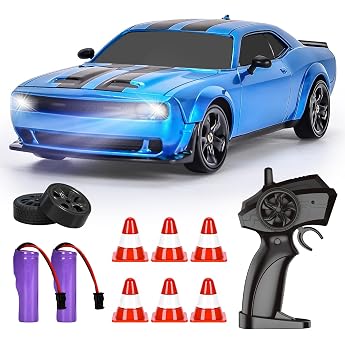 BuzzoXerex Drift Car Remote Controlled, Mini Drift Car, 1:24 4WD Mini RC Car with LED Lights, 18 km/h, RC Remote Controlled T