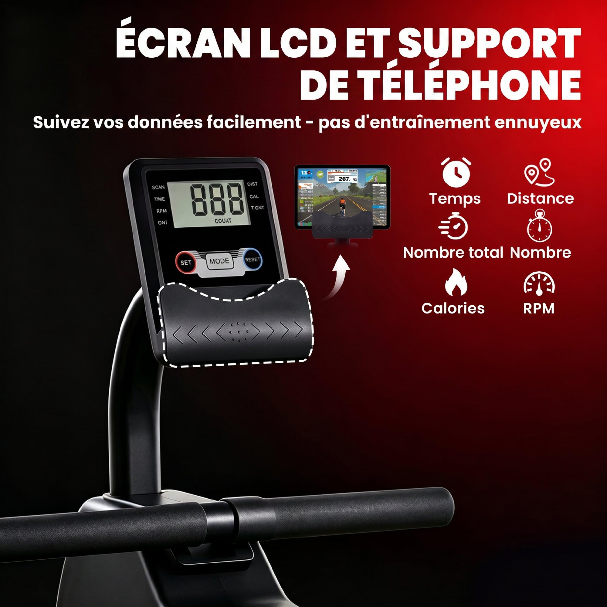 SPORTNOW Rameur Magnétique avec Bluetooth Appareil de Musculation Connecté Kinomap & Zwift - 16 Niveaux de Résistance - Rameur Silencieux avec Écran LCD pour Sport à la Maison et Perte de Poids, Rouge