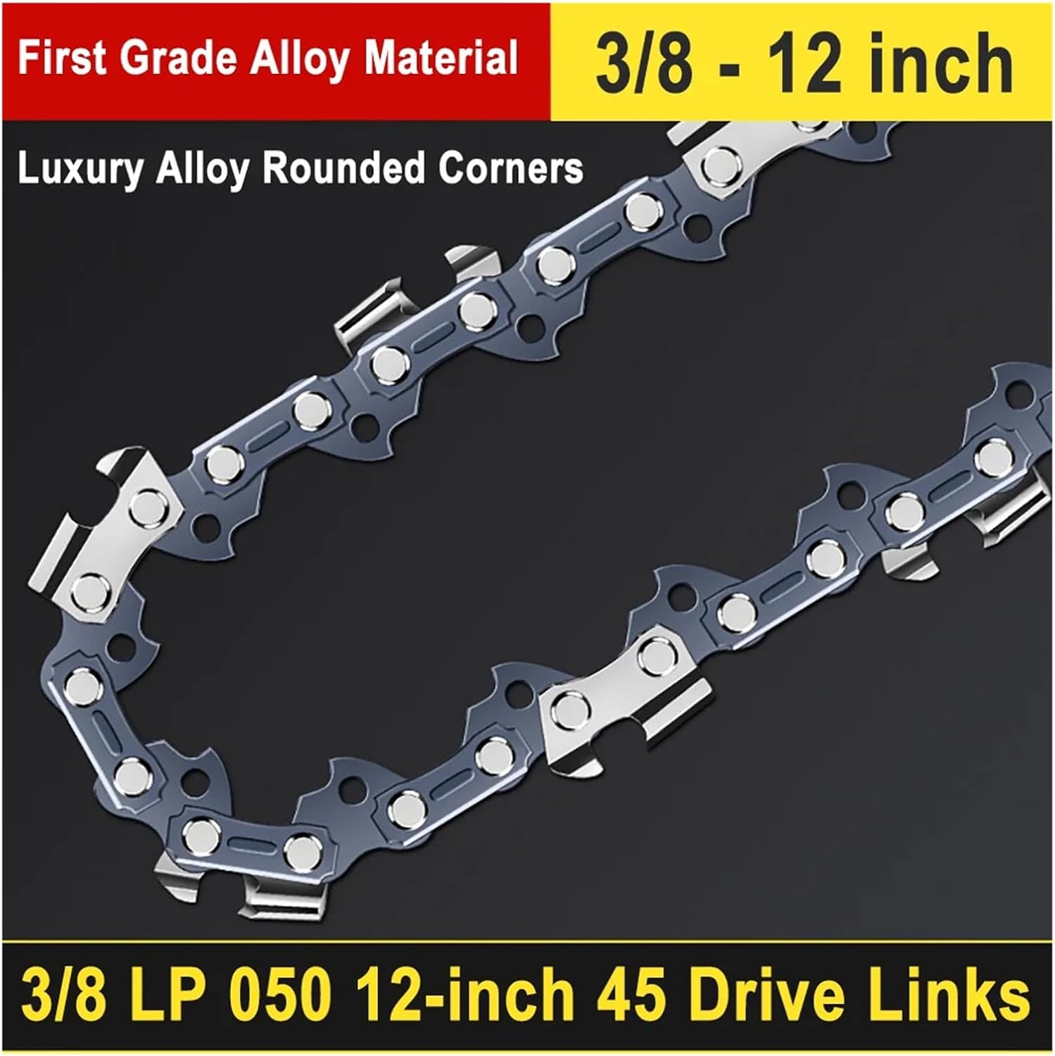 Durable 12 Inch Brushless Chainsaw Upgrade Kit 45 DL Chain Guide Bar with 3/8" Low Profile Pitch 0.050" Center Tooth Thickness(12-inch Set4)