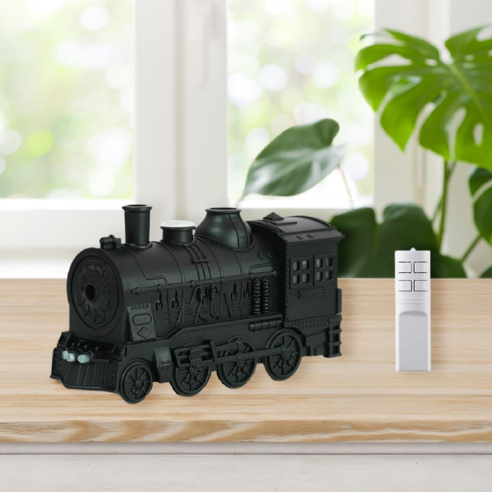 perfk Retro Train Diffusor für ätherische Öle, Luftbefeuchter, EU 220 V Stecker, Aroma-Diffusoren mit Fernsteuerung für Fitnessstudio, Spa, Wohnzimmer, Zuhause, Schwarz