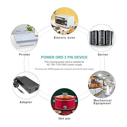 Miniatura 2 de Cintas de correr universales de 3 clavijas de CA de 13.2 pies para caminadoras Horizon Fitness, elípticas, superfit, cintas de correr BowFlex,