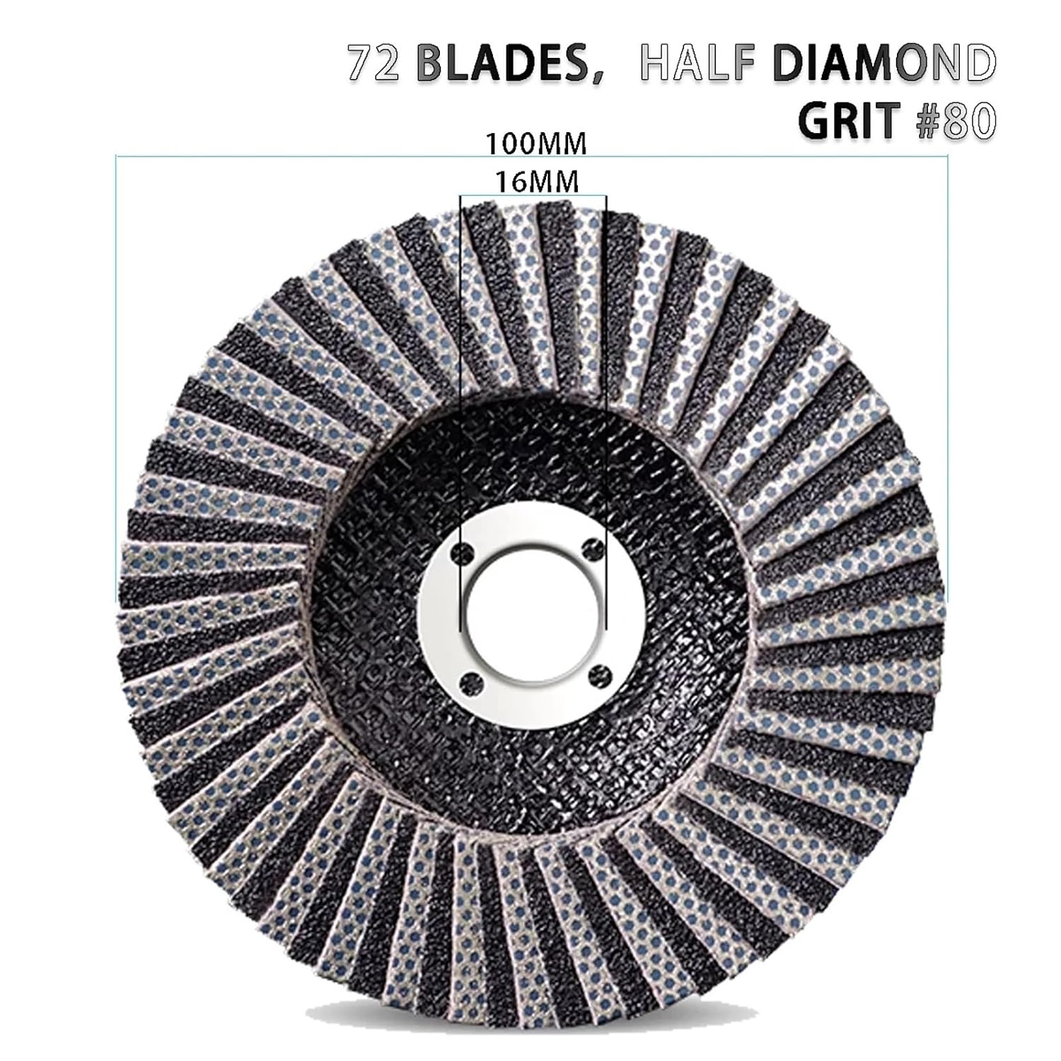 Electroplated Diamond Grinding Wheel, 100mm Metal/Ceramic/Glass Polishing Disc, Angle Grinder Sanding Pad 4"(72 Leaf Half 80)