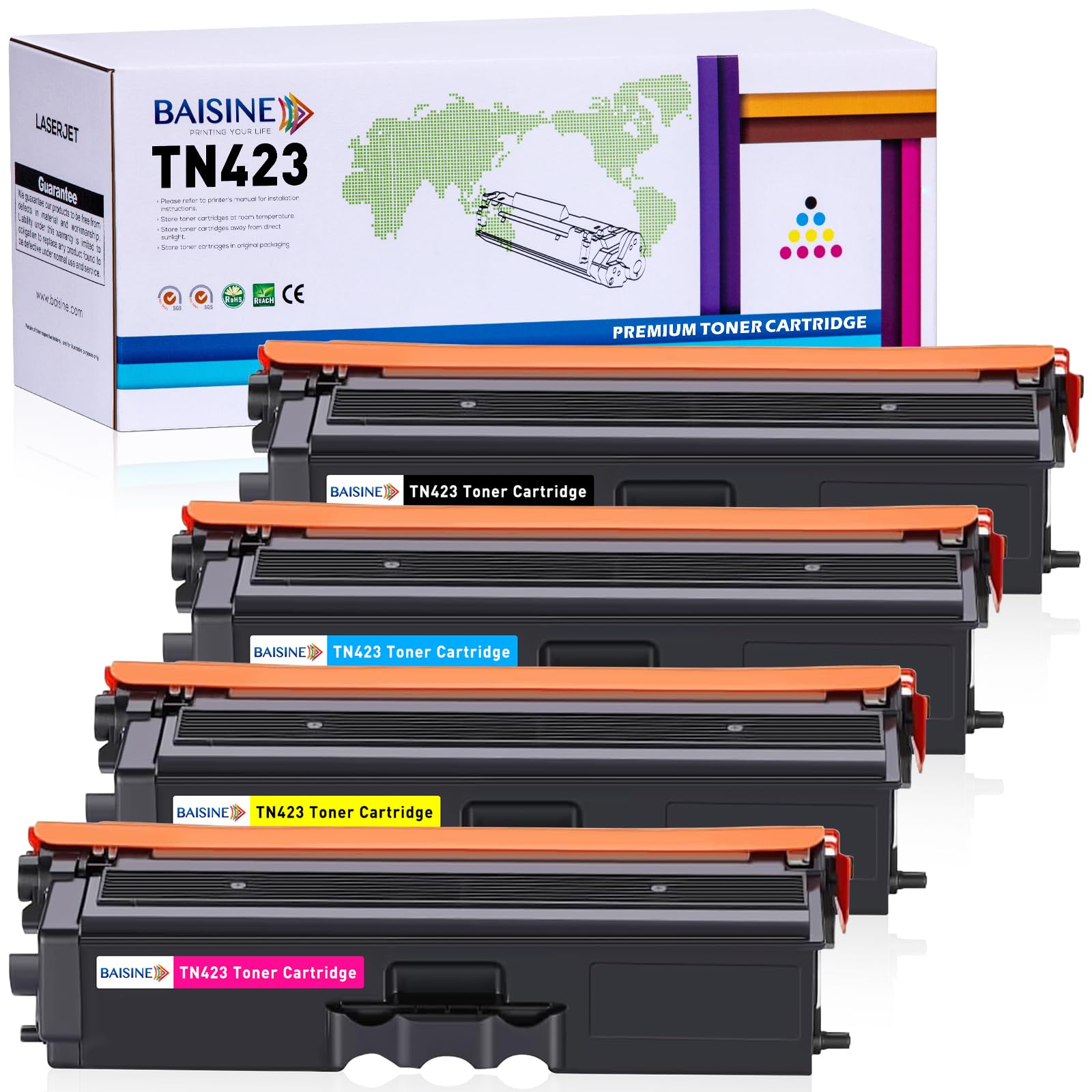 BAISINE TN423 TN-423 kompatybilny z Brother TN423 TN421 toner do Brother MFC-L8690CDW DCP-L8410CDW HL-L8260CDW MFC-L8900CDW MFC-L9570CDW HL-L8360CDW, TN-423BK TN-423C TN-4233 M TN-423Y