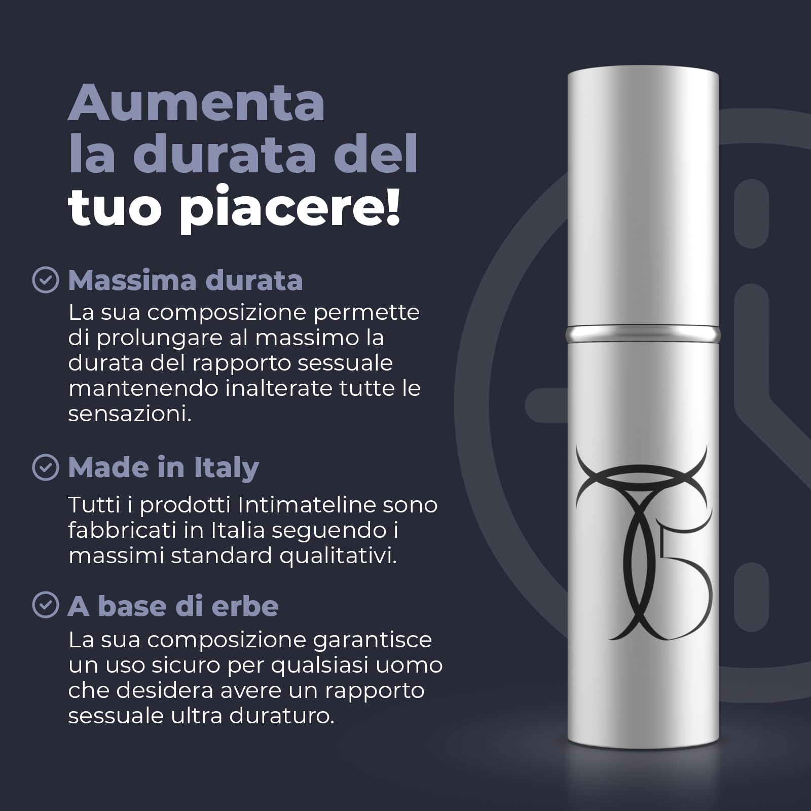 INTIMATELINE | Tauro T5 - Spray Ritardante Intimo per Uomo, Non Anestetizza, Formula Naturale a Base di Erbe, 20ml