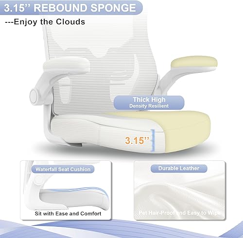 Miniatura 4 de CYKOV Silla de oficina, silla de escritorio con respaldo alto, altura ajustable y diseño ergonómico, silla de computadora para oficina en casa,