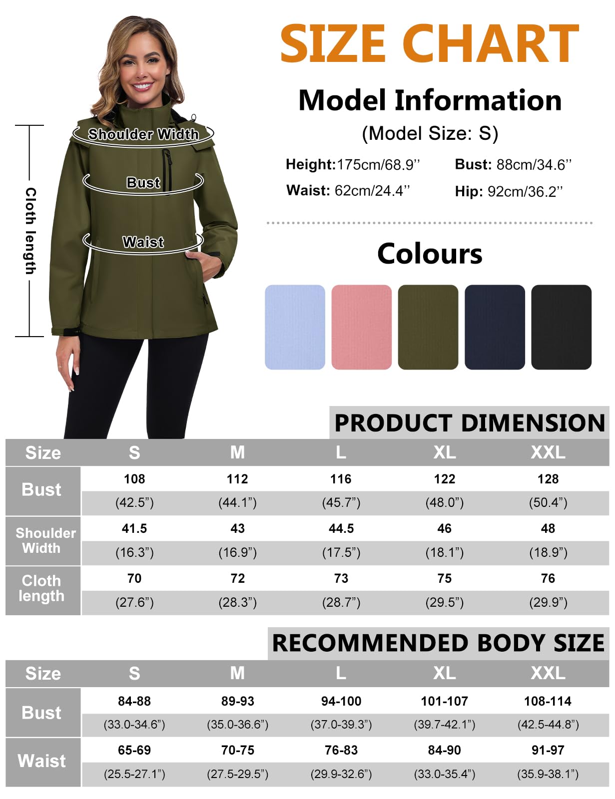 UMIPUBO Veste Imperméable Pour Femme Pluie Coupe Vent Respirante Blouson Outdoor Randonnée Jacket Avec Capuche Pour Rain Saison