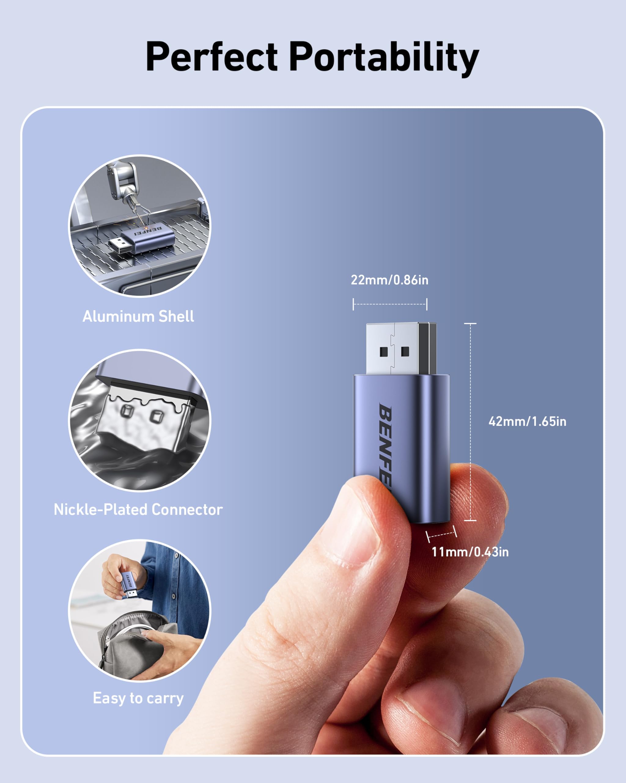 BENFEI Adattatore DisplayPort a HDMI 4K, confezione da 2, convertitore unidirezionale DP 1.2 a HDMI 1.4 maschio a femmina - Compatibile con laptop, desktop, monitor, HDTV, schede grafiche AMD/NVIDIA