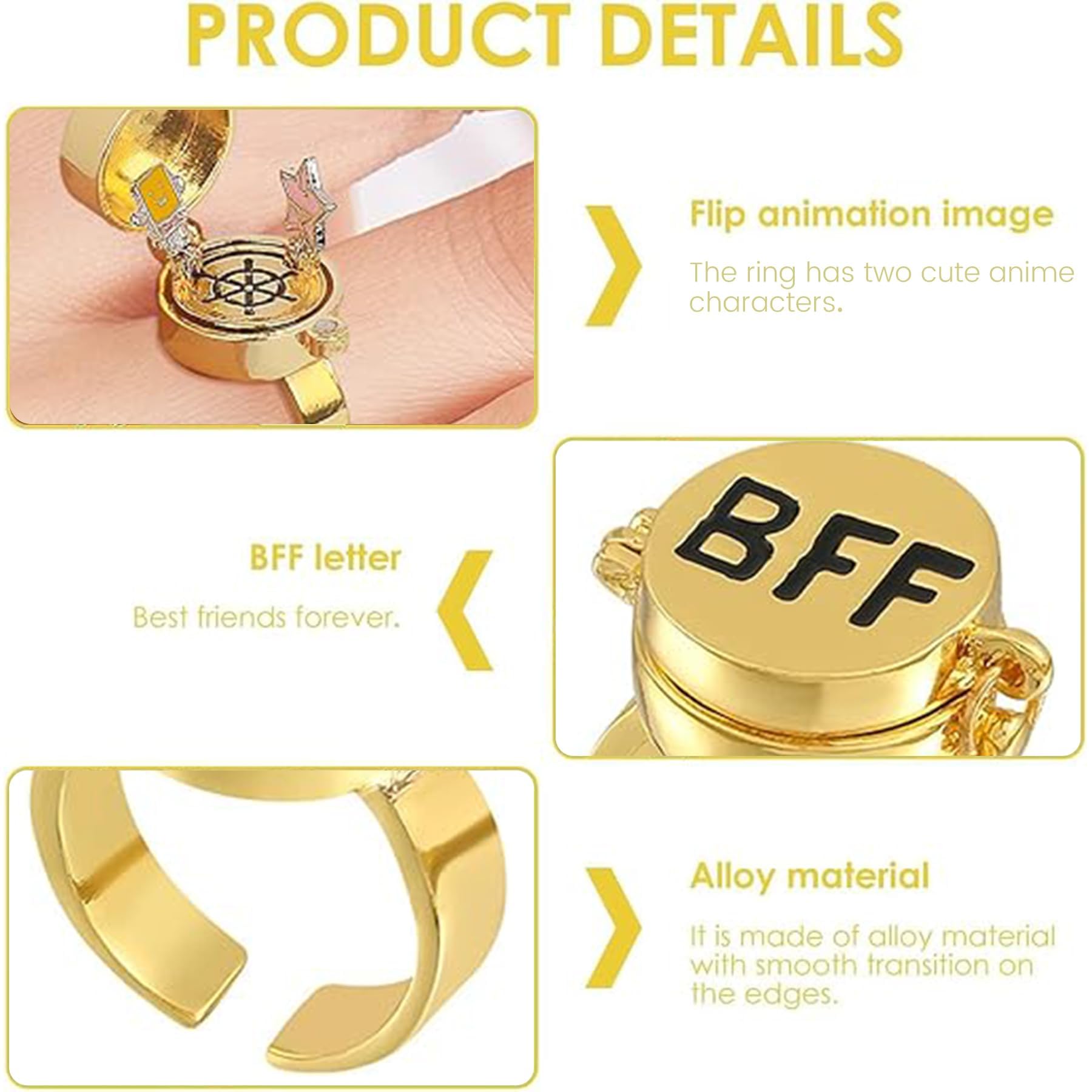 Shengruili 2 Stück Beste Freunde für Immer Ringe,Einstellbar Offene Kappe Ring, Süßes BFF Ring,Umarmungsring Silber,Offene Kappe Ringe,Freundschaftsring,Schmuckgeschenke für Frauen Mädchen