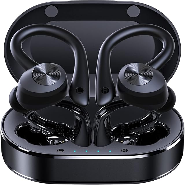 EUQQ Bluetooth Wireless Headphones, Wireless Running Earbuds Sport Bluetooth 5.1 Earphones with Earhooks, Bluetooth Wireless Headphones for Running Sports Wireless Headphones, Headsets for Sport