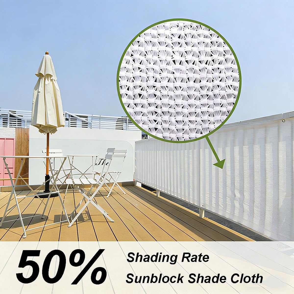 Red de Sombra con Ojales 50% Protección Solar UV - Tela de Sombreado HDPE | Toldo Vela de Sombra, Malla Sombreadora, Tela de Sombra, para Jardín Invernadero, Impermeable Terraza(4.0m x 6m)