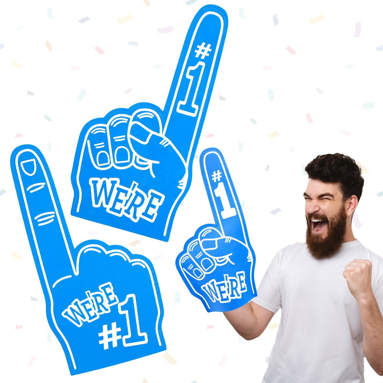 2Pcs Giant Foam Finger - Jumbo Foam Hand Sports Fan Cheering Props, Ideal for Parties (Blue)