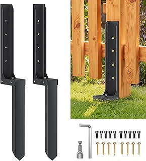 2PCS Fence Post Repair Kit, Max 8mm Thickened Double-Layer Fence Post Anchor, Heavy Duty Fence Post Repair Stakes, Anchor Ground Spike for Repairing Tilted/Broken Wood Posts