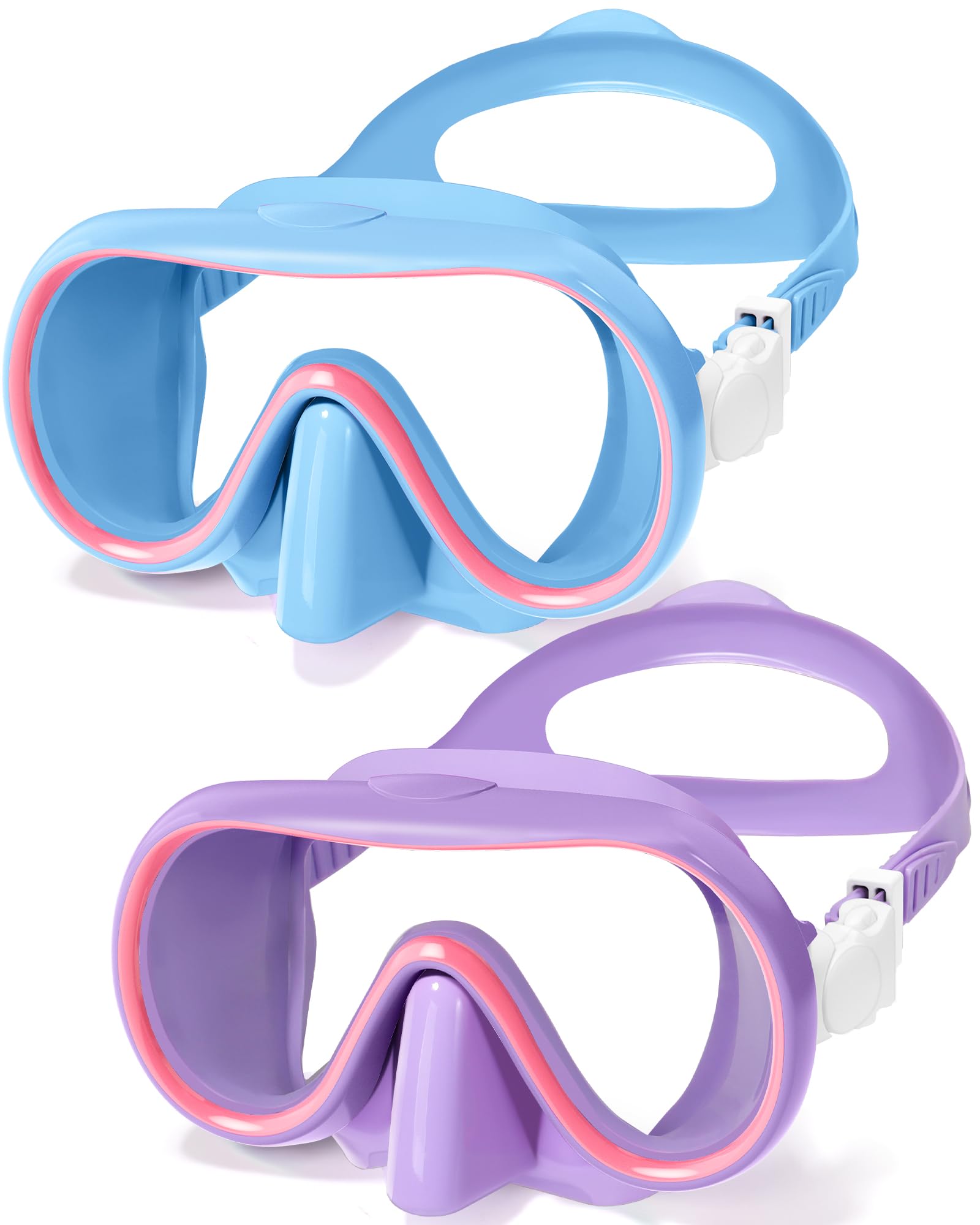 Seago 2 Pack Swim Goggles with Nose Cover, Goggles for Kids 6-14 Girls Boys Youth, Wide-Frame Swimming Goggles