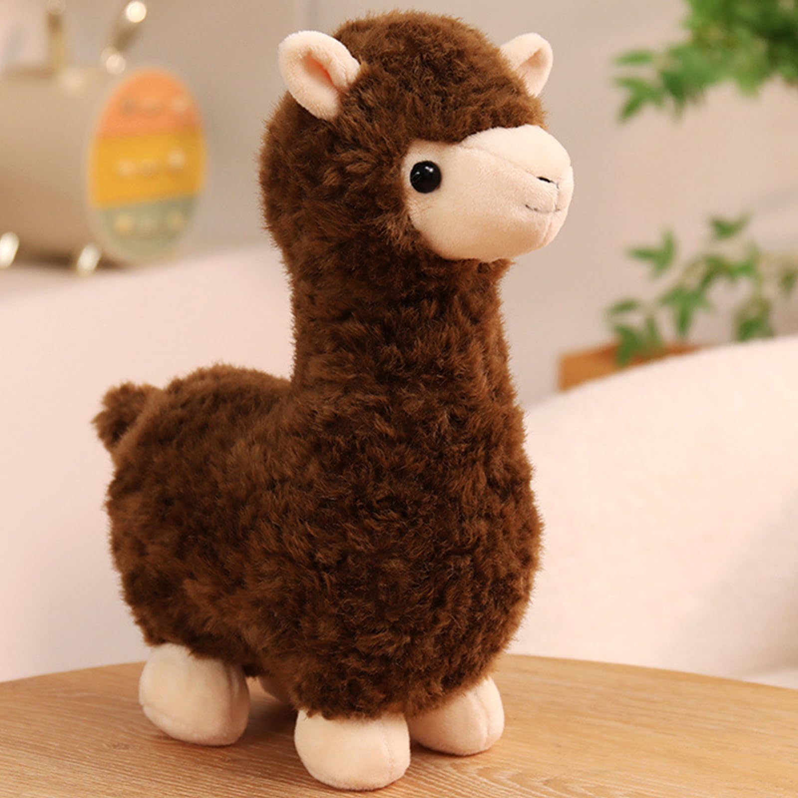 JORCEDI Alpaca Teddy Plush, 30cm/11.81inch Fluffy Soft Toy, Simulated Animal Cuddly Toys Doll Gift for Boy, Girl, Adult (brown)