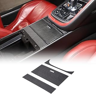 Daeiclru Soft Carbon Fiber Car Central Control Storage Box Panel Sticker Compatible with Jaguar F-Type 2013-2025, Interior Center Console Panel Decorative Trim Accessories, 3PCS (Black)