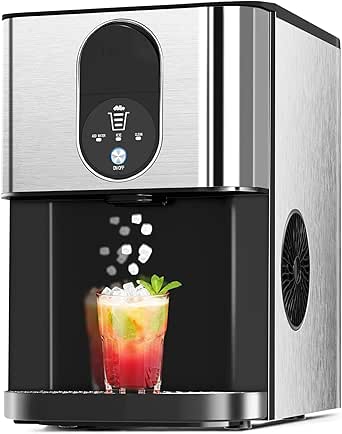 Cowsar Nugget Ice Maker Countertop, 44lbs/24H Soft Chewable Pellet Ice Machine with Dispenser