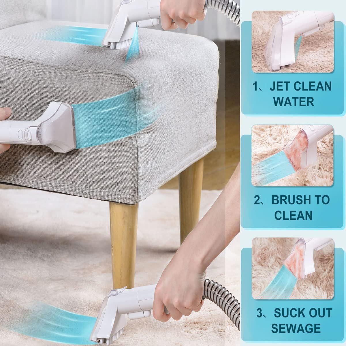 review WECLEAN C1 Carpet Upholstery Cleaner Machine, Portable Spot Cleaner, Stain Remover with Brush for Couch and Rug (White) , Present for Christmas