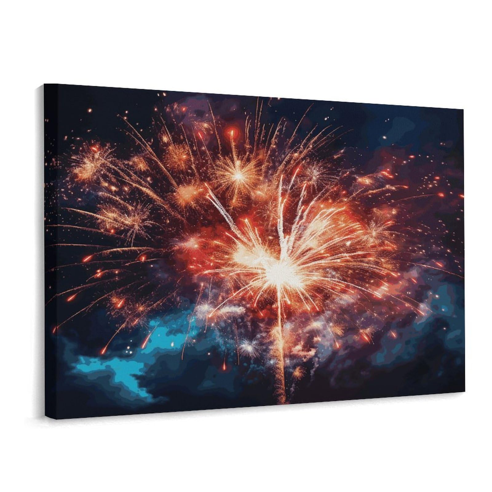 Fodpand Frame-Style Explosion Firework Bathroom Wall Art Canvas Prints, Artwork For Walls For Living Room Hallway Stair Office Wall Decor, Pictures Home Decor 15.7X11.8 Inch