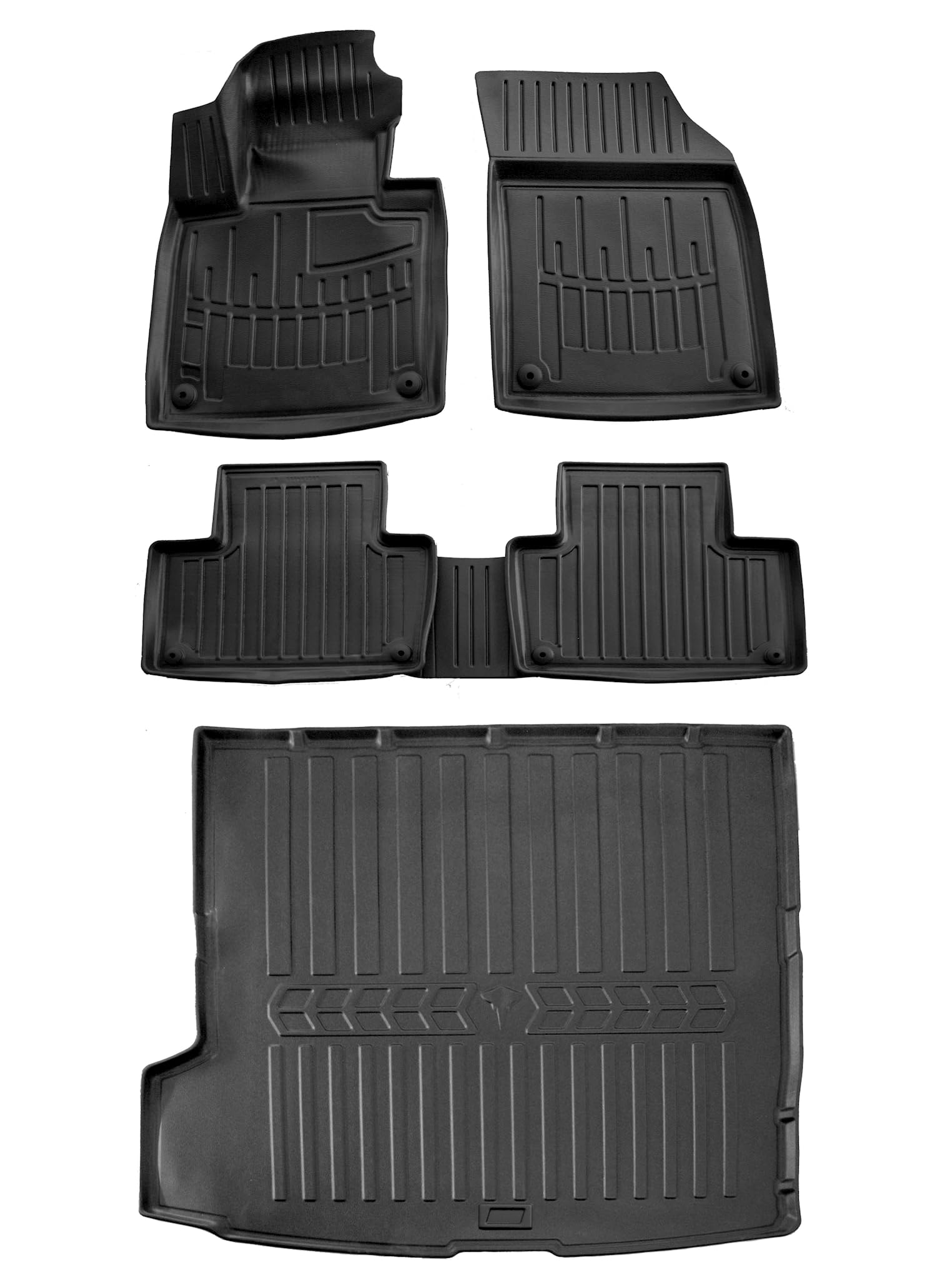 AD Tuning TPE Fußmatten + Kofferraumwanne für Volvo XC90 (2014-) | 5-teilig, für vorne und hinten, 3D-Form, erhöhter Rand, ölbeständig, verschleißfest, geruchsneutral
