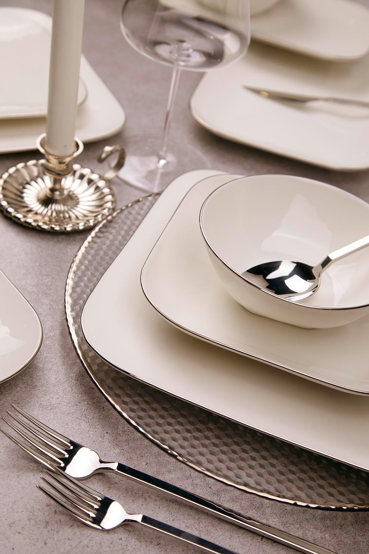 Elegante juego de cena de 51 piezas, 100% porcelana, color crema, incluye platos de servicio, bolos, platos, perfecto para ocasiones especiales y cenas diarias