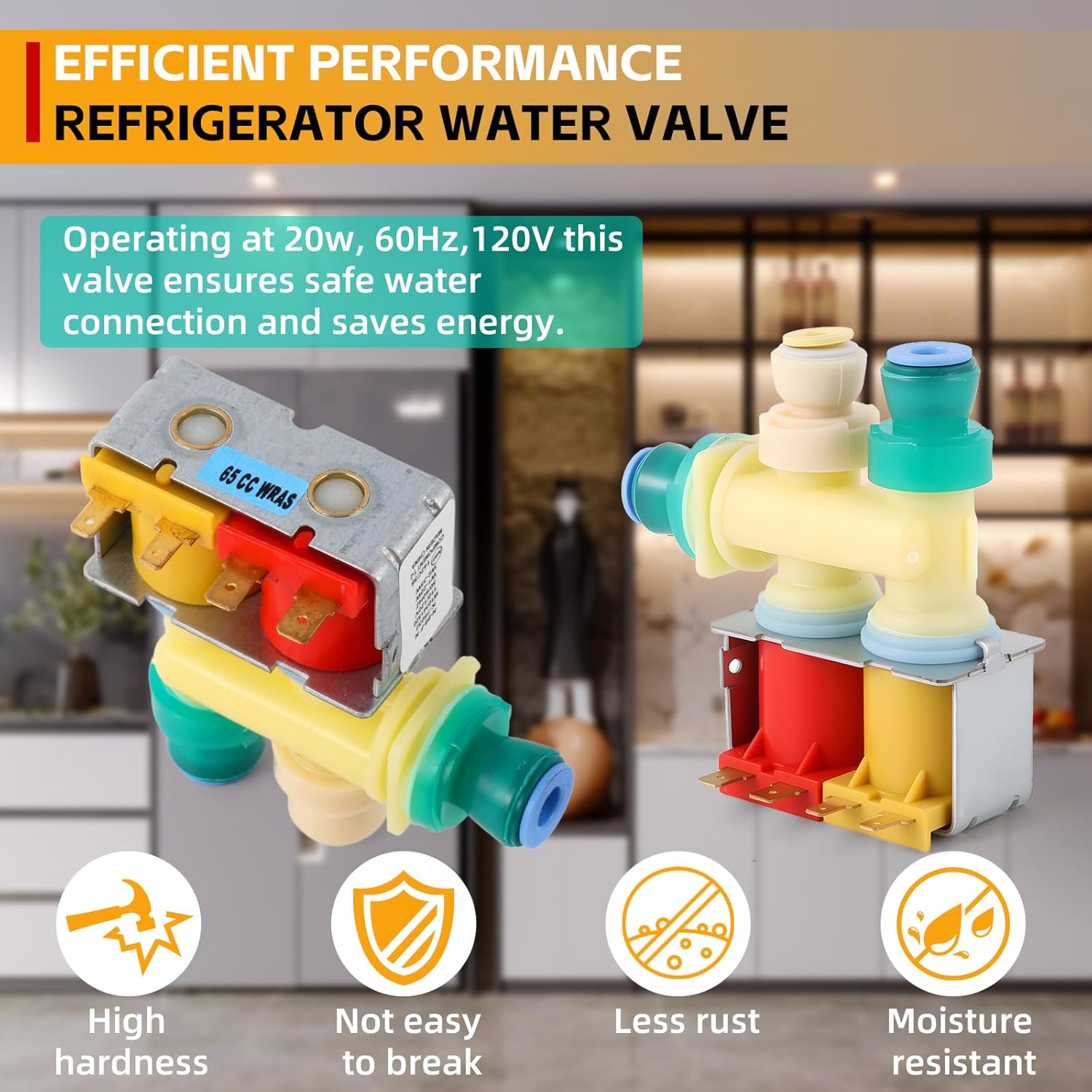 W10341320 Refrigerator Dual Water Inlet Valve Replacement - Compatible with Whirlpool, Kenmore, KitchenAid, Maytag - Replaces WPW10341320, AP6019939, PS11753250, EAP11753250, 1937969