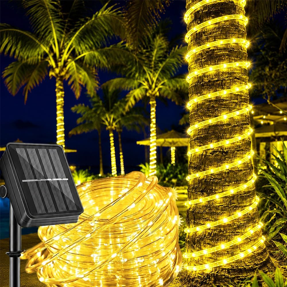 LairtPOW Solar Rope Light Waterproof IP65 39FT 100LEDs Outdoor LED Solar Outdoor Lights for Party Garden Yard Home Wedding Christmas Halloween Holiday Tree Decoration Lighting