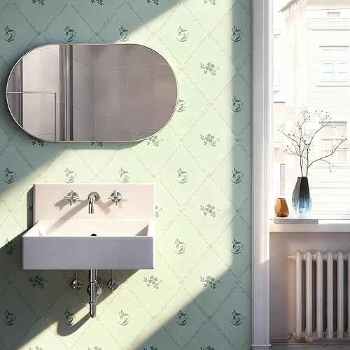 Miniatura 13 de Hopepak Papel tapiz azul para despegar y pegar, papel de contacto geométrico moderno, bohemio, acuarela, extraíble, autoadhesivo, texturizado