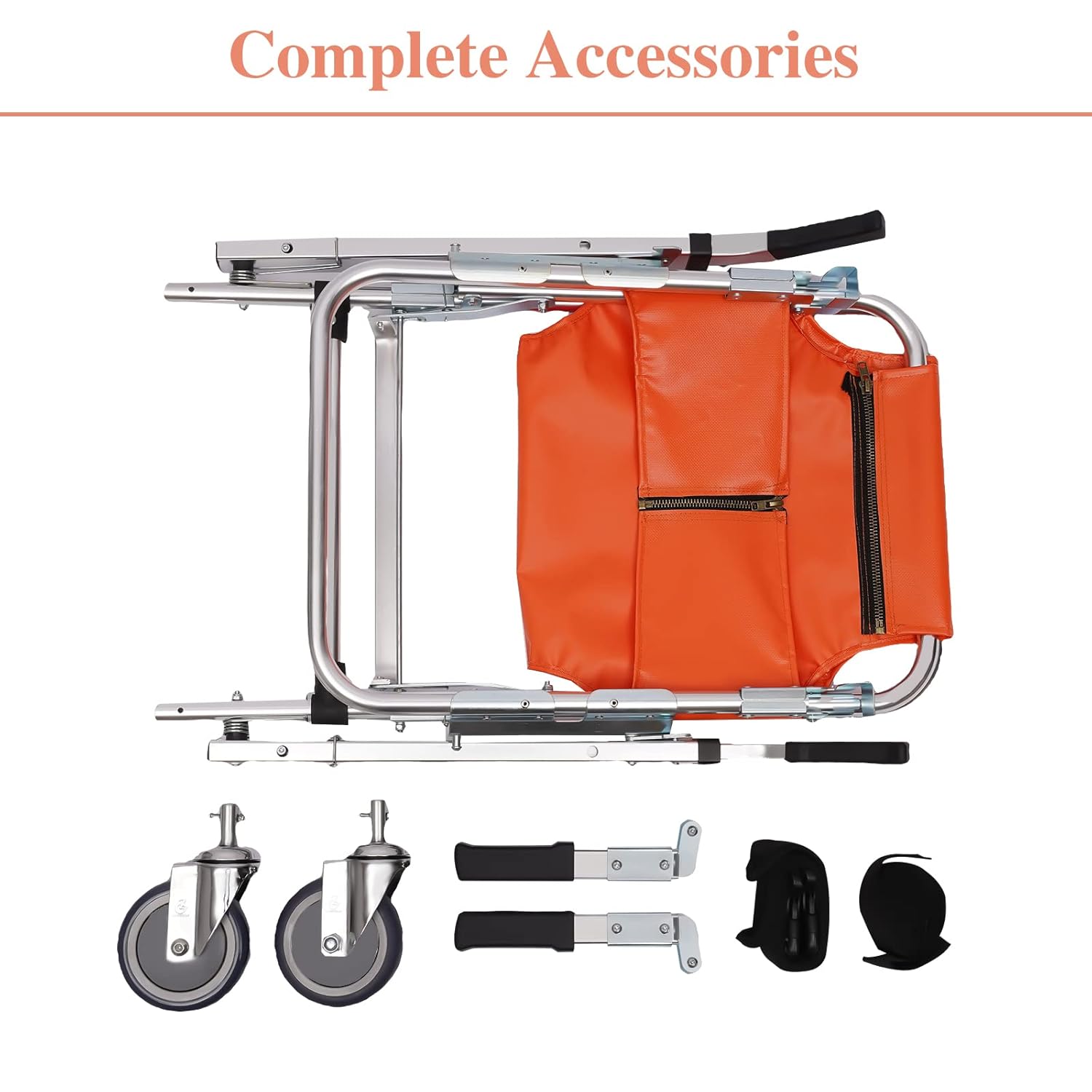 EMS Stair Chair - Ambulance Firefighter Evacuation Medical Foldable Aluminum Light Weight Ambulance Medical Lift + 3 Adjustable Straps with Quick Release Buckles : Industrial & Scientific
