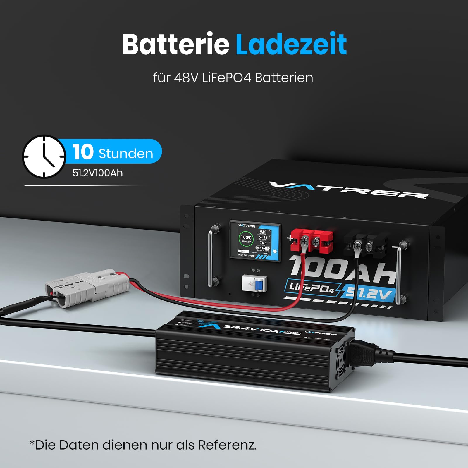 VATRER POWER 58,4V 10A LiFePO4 Ladegerät für 51,2V/48V Batterien