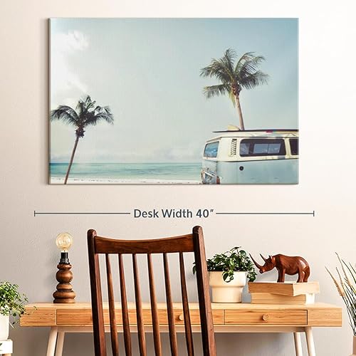 Miniatura 4 de Elephant Stock Lienzo retro de surf Van  1 panel de lona de playa para decoración de pared, imágenes escénicas del océano, lienzo del océano,