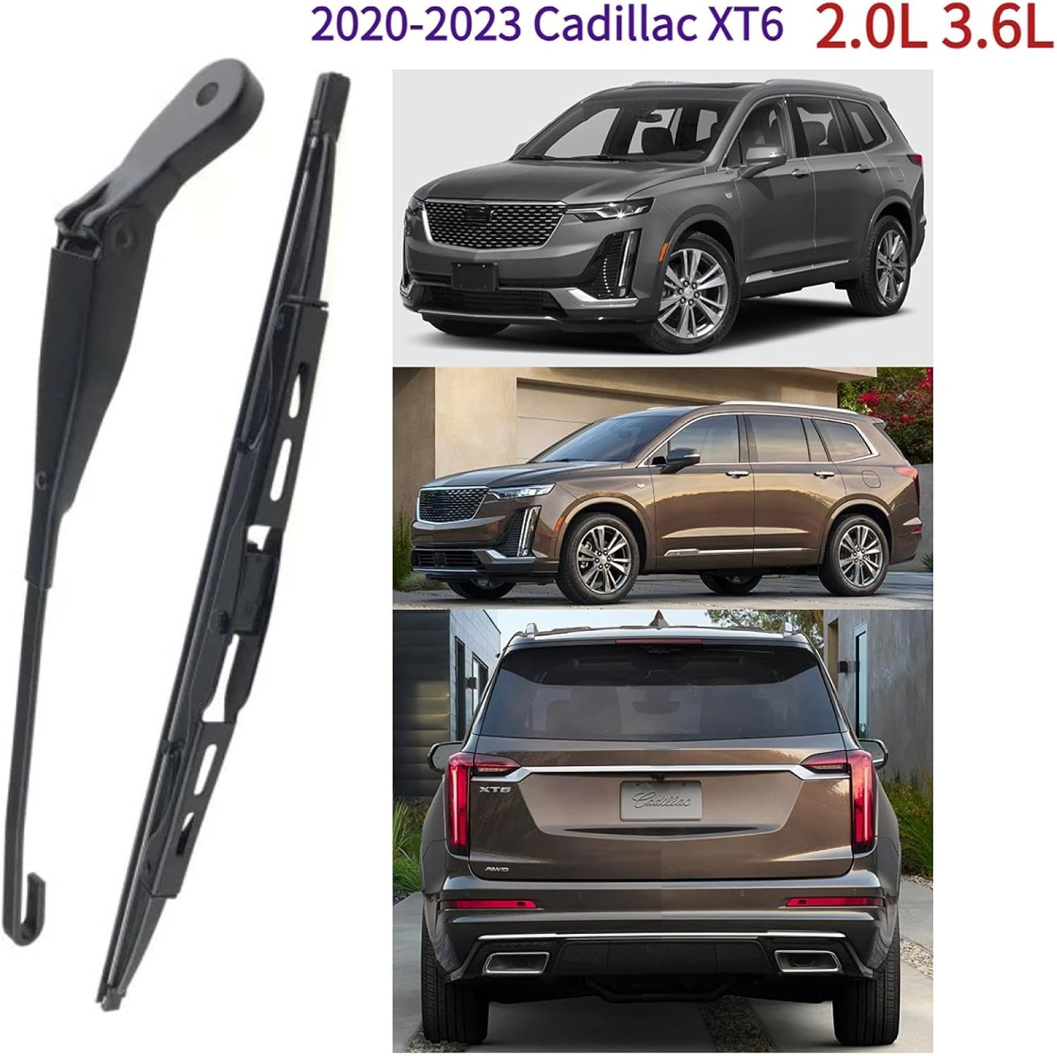 Rear Wiper Arm Blade for 2019 2020 2021 2022 2023 Cadillac XT4 XT6 Sport Premium Luxury Base Luxury Sport Utility 4-Door 2.0L 3.6L Rear Back Windshield Wiper Arm Blade Set Replacement
