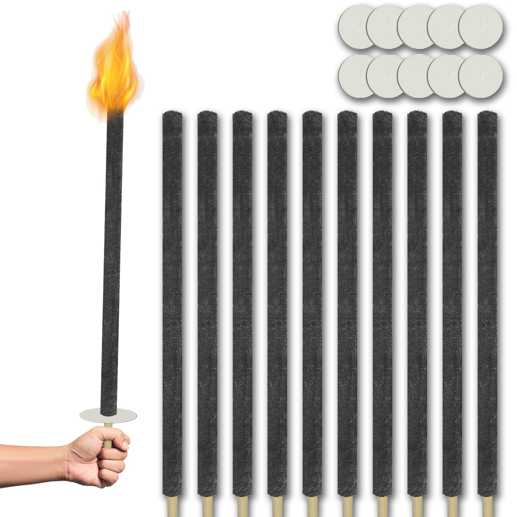 Froadp Antorchas de cera de 72 cm, larga duración de combustión, 100 min, bengalas con mango extralargo y protección de las manos, juego de antorchas y linternas para jardín, exteriores, senderismo