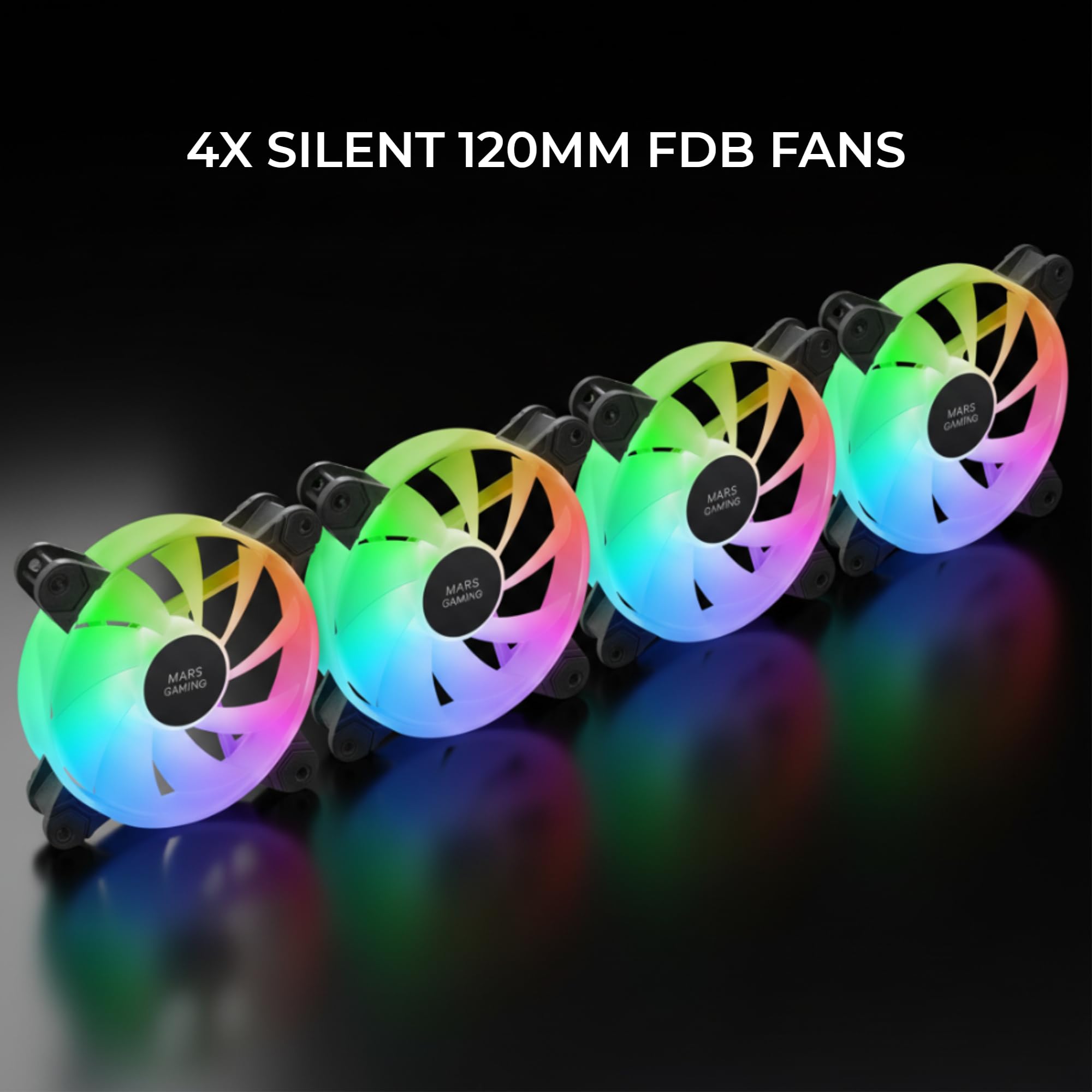 Mars Gaming MFD, Ventilador 120mm CHROMA RGB Dual Automático, Ultra Silencioso 14dB, Conexión Molex 4PIN, Sistema Antivibraciones, Transparente — view 18
