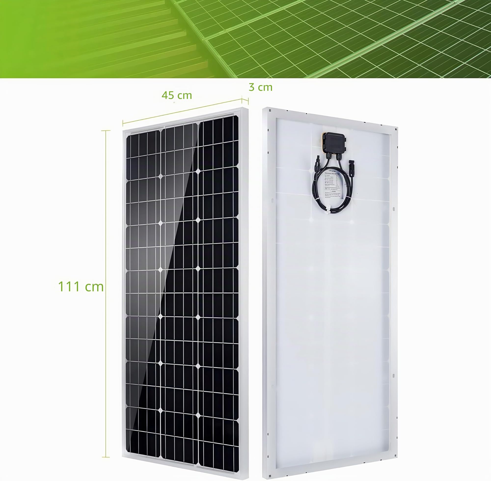 Topsolar Kit pannello solare 100 Watt 12 Volt monocristallino Off Grid System per case camper barca + 30A 12V/24V LCD PWM regolatore di carica solare + cavi solari da 4,9 m con connettore + staffe a Z