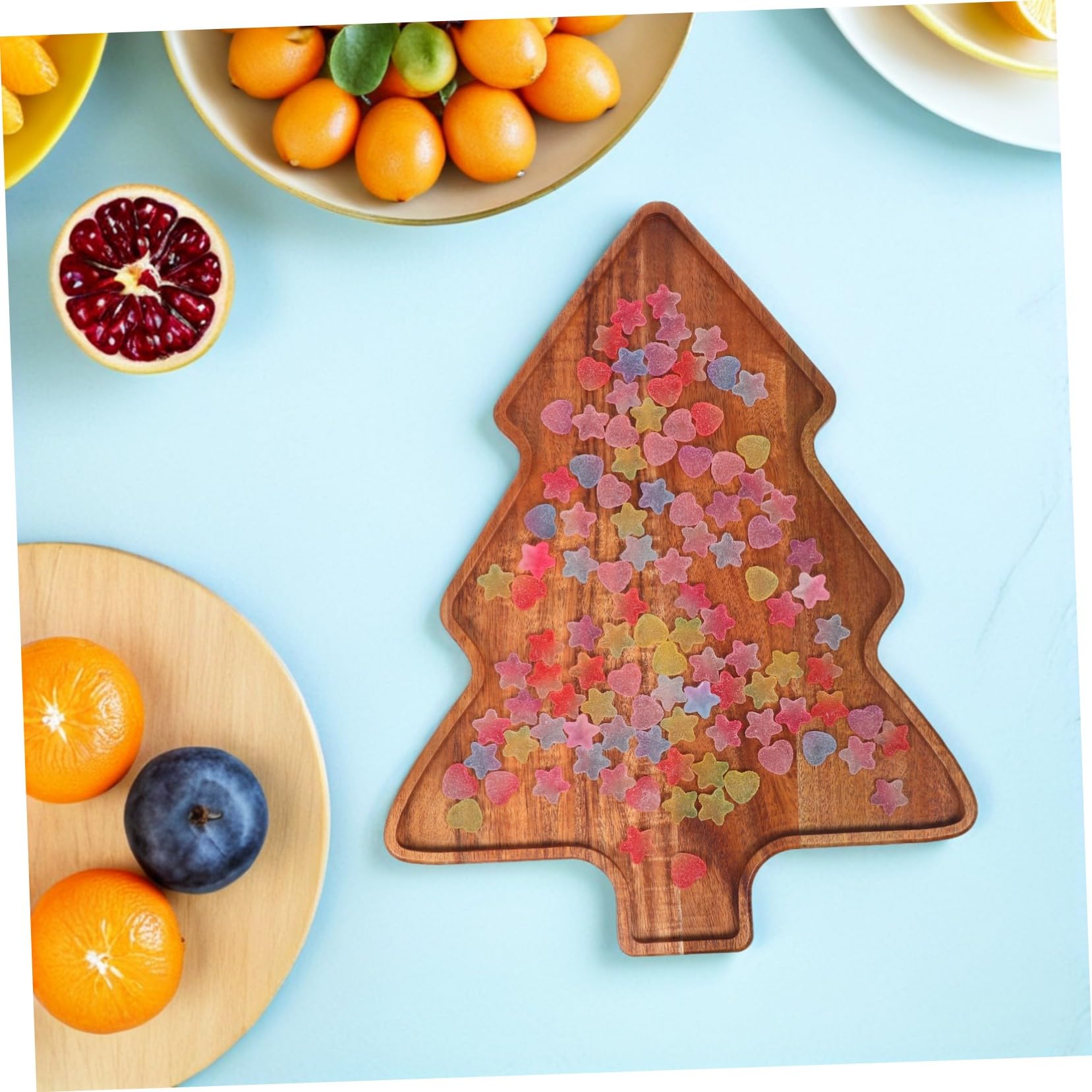 MAGICLULU Bandeja De Madera Forma De Árbol De Navidad Bandeja para Servir Quesos y Postres para Fiestas De Navidad Plato De Madera Navideño