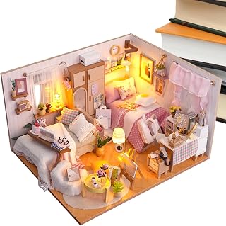 casa boneca DIY | Kit em miniatura casa madeira para meninas,Kit miniatura artesanal para casa bonecas com mobília, mini brinquedos para casa bonecas com capa à prova Ainichi