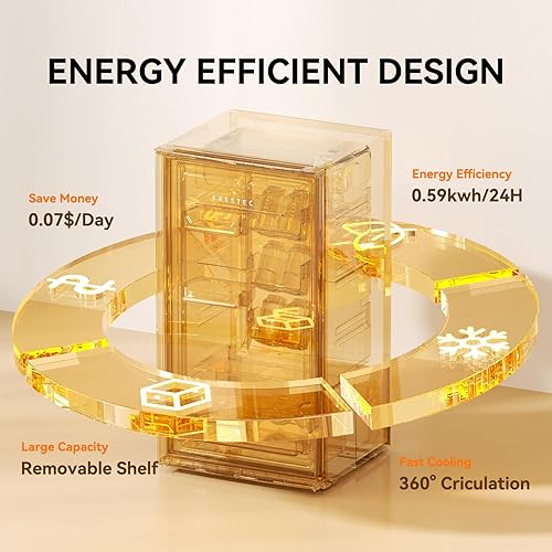 Miniatura 3 de Frestec Mini refrigerador de 3.2 pies cúbicos con congelador, refrigerador pequeño, para dormitorio, puerta individual, ahorro de energía, bajo