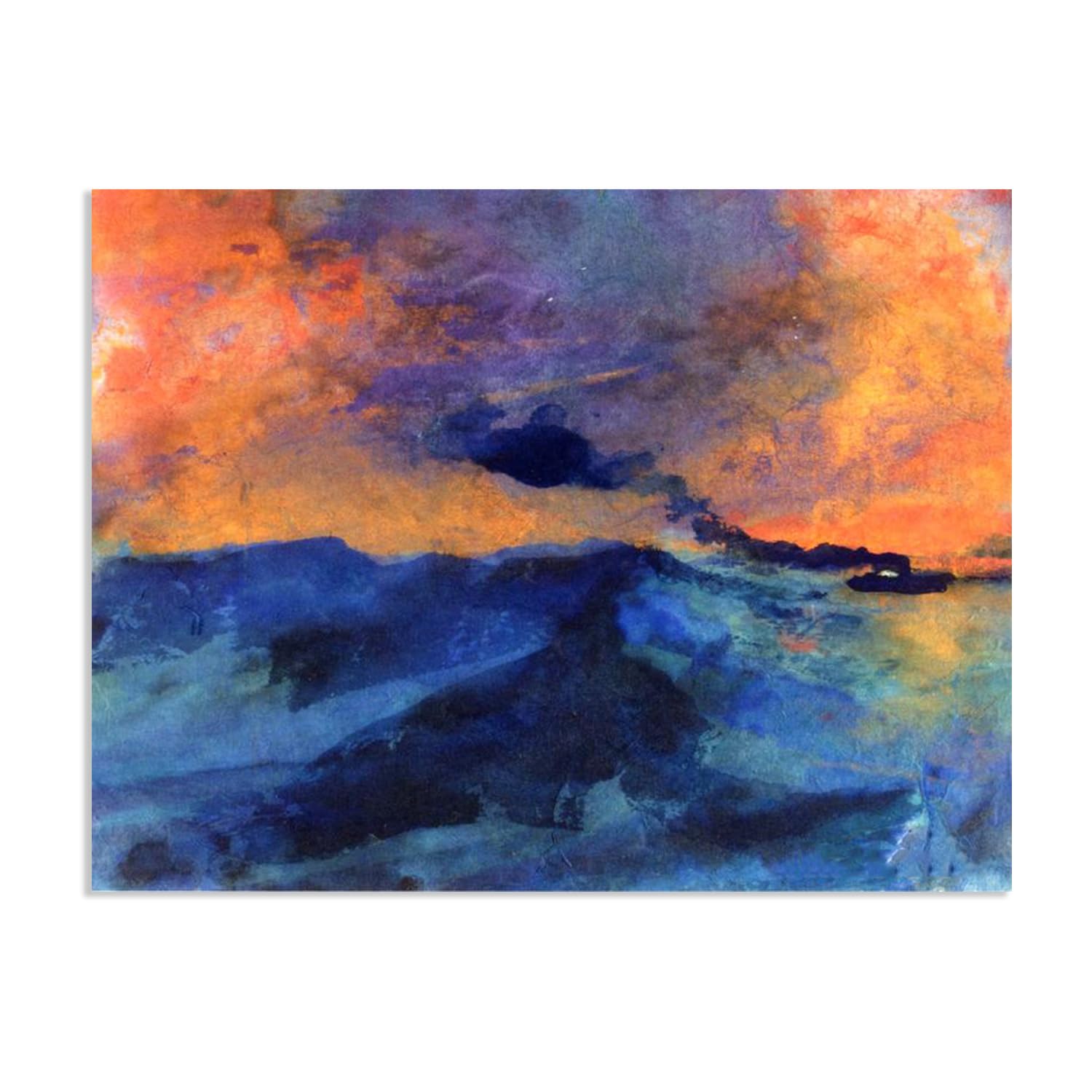 RXNHGJDS Emil Nolde Seascape Canvas Wall Art Steamboat Abstract Reproductions Coastal Expressionism Artwork Wall Decor for Living Room Bedroom Office Home Decor100x70cm(33x28in) Frameless